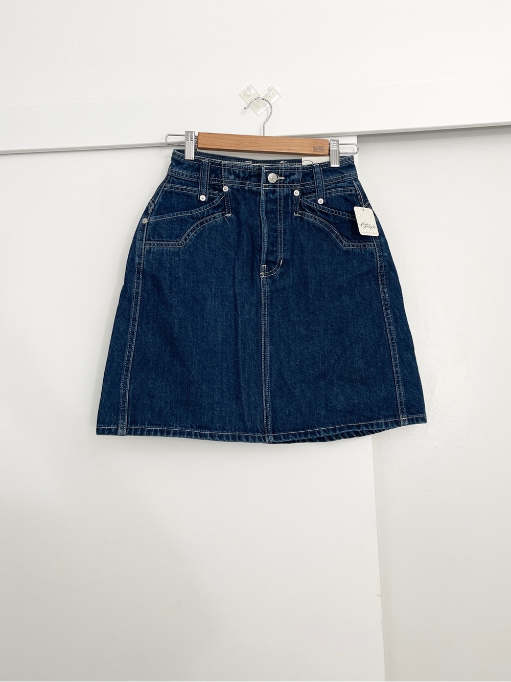 NWT Free People Suzy Western Denim Midi Skirt Size 25